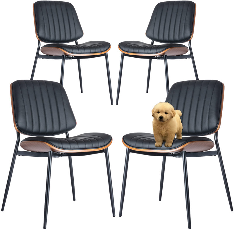 Chaises de salle à manger rembourrées Modern, 4, Noir