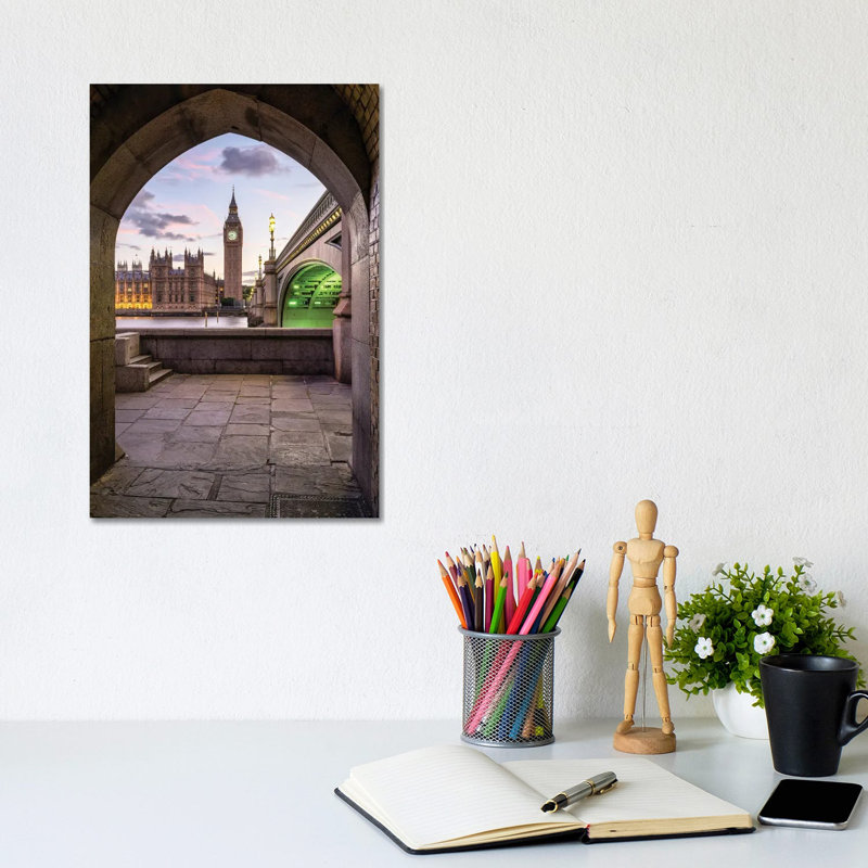 Big Ben And Westminster Bridge At Sunset, London, Great Britain by Jan Becke - Gallery-Wrapped Canvas Giclée on Canvas