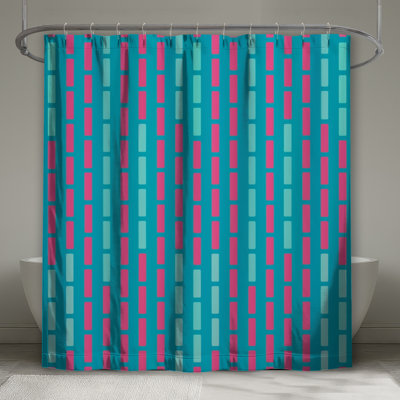 Rideaux de douche rectangulaires bleus et roses
