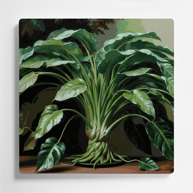 Art mural botanique vert botanique ZZ Plant, H 144 po x l 144 po x P 0,05 po