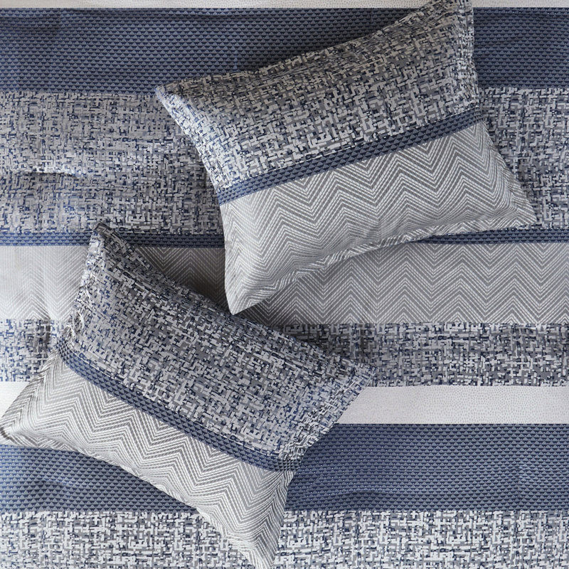 Édredon grand bleu marine 7 pièces - touche de charme luxueux