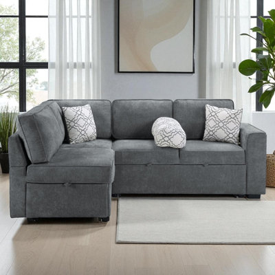 L-Shaped Sectional Sofa Bed With USB Ports And Storage by Latitude Run