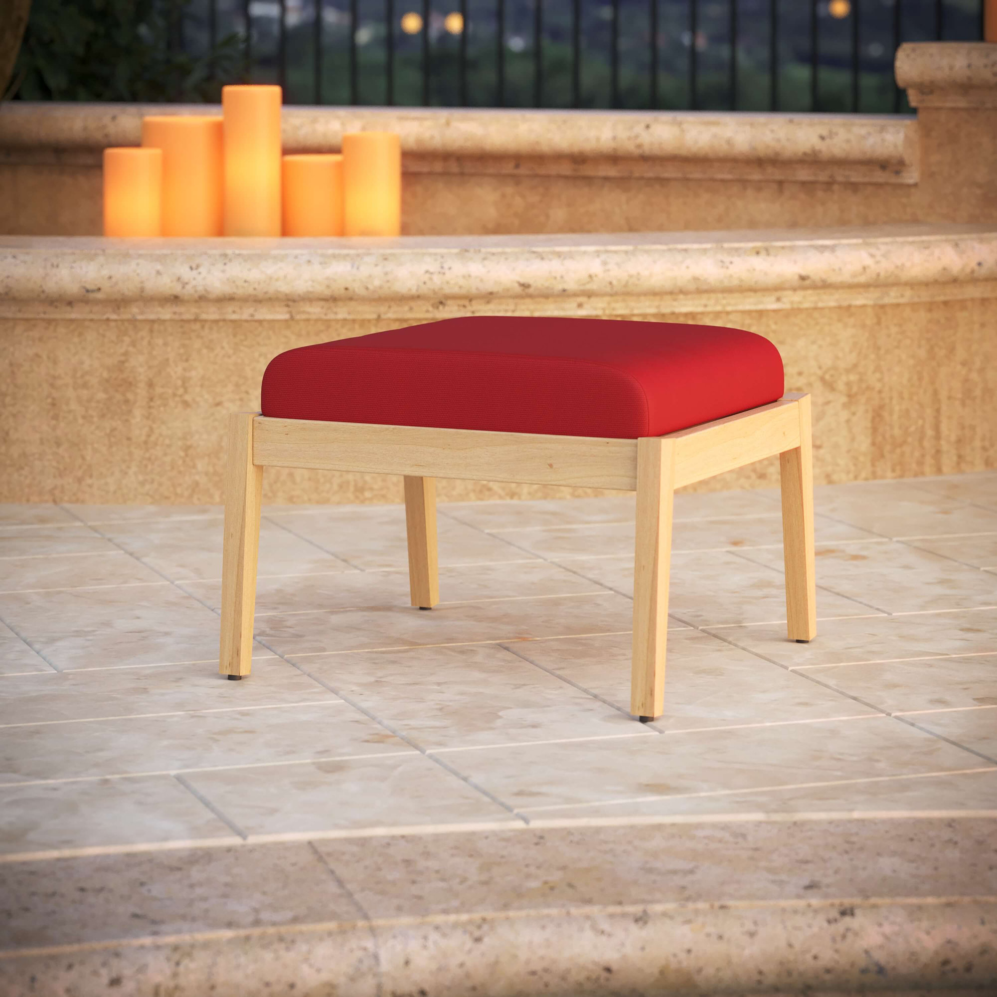 Sunbrella® Outdoor Ottoman Cushion, Canvas Jockey Red Sunbrella® Canvas, 4" H x 22" W x 20" D