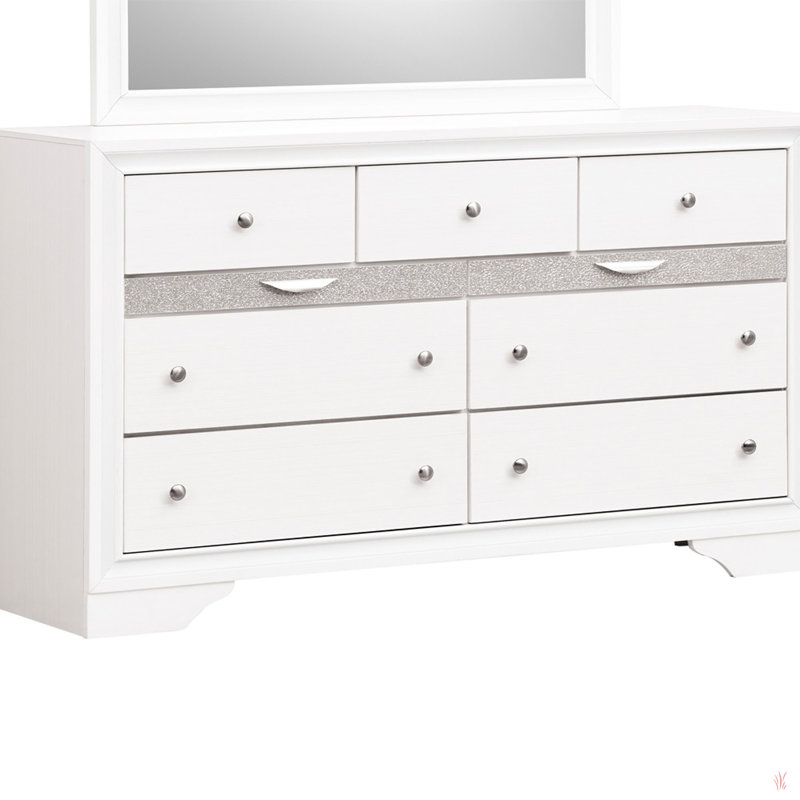 Commode double 7 tiroirs Ilene, Blanc