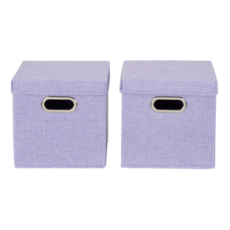 Lavender Fabric Collapsible Storage Cube Set with Lids, 11"