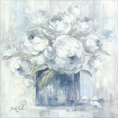 Art mural sur toile, pivoines blanches par Debi Coules