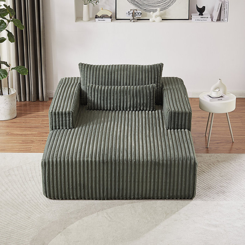 Méridienne, canapé-lit moderne moelleux, canapé confortable, Vert d’armée