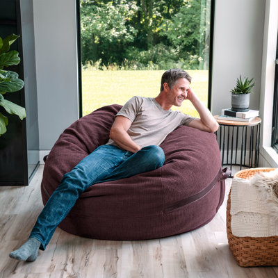 Big Joe Fuf Oversized Foam Bean Bag Chair with Removable Cover for Kids, Teens, Adults, Merlot Cloudweave, Large Reading and Gaming Seat