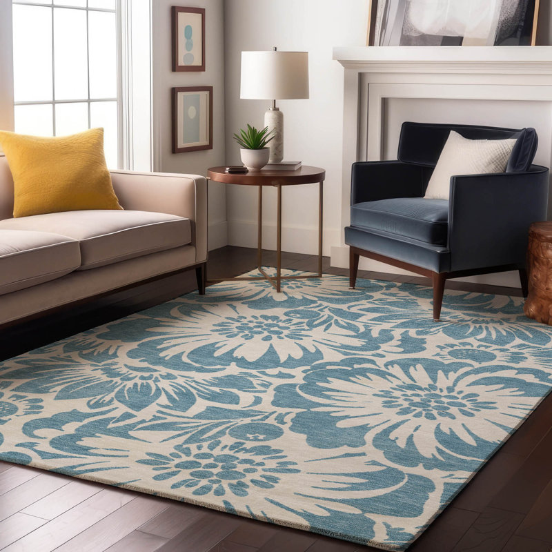 Tapis en denim de qualité supérieure lavable à la machine Cerrito AMF551, Rectangle 9 pi x 12 pi