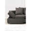 Chaise convertible contemporaine avec tissu réglable en métal gris, rangement, coussins inclus et bois d'ingénierie
