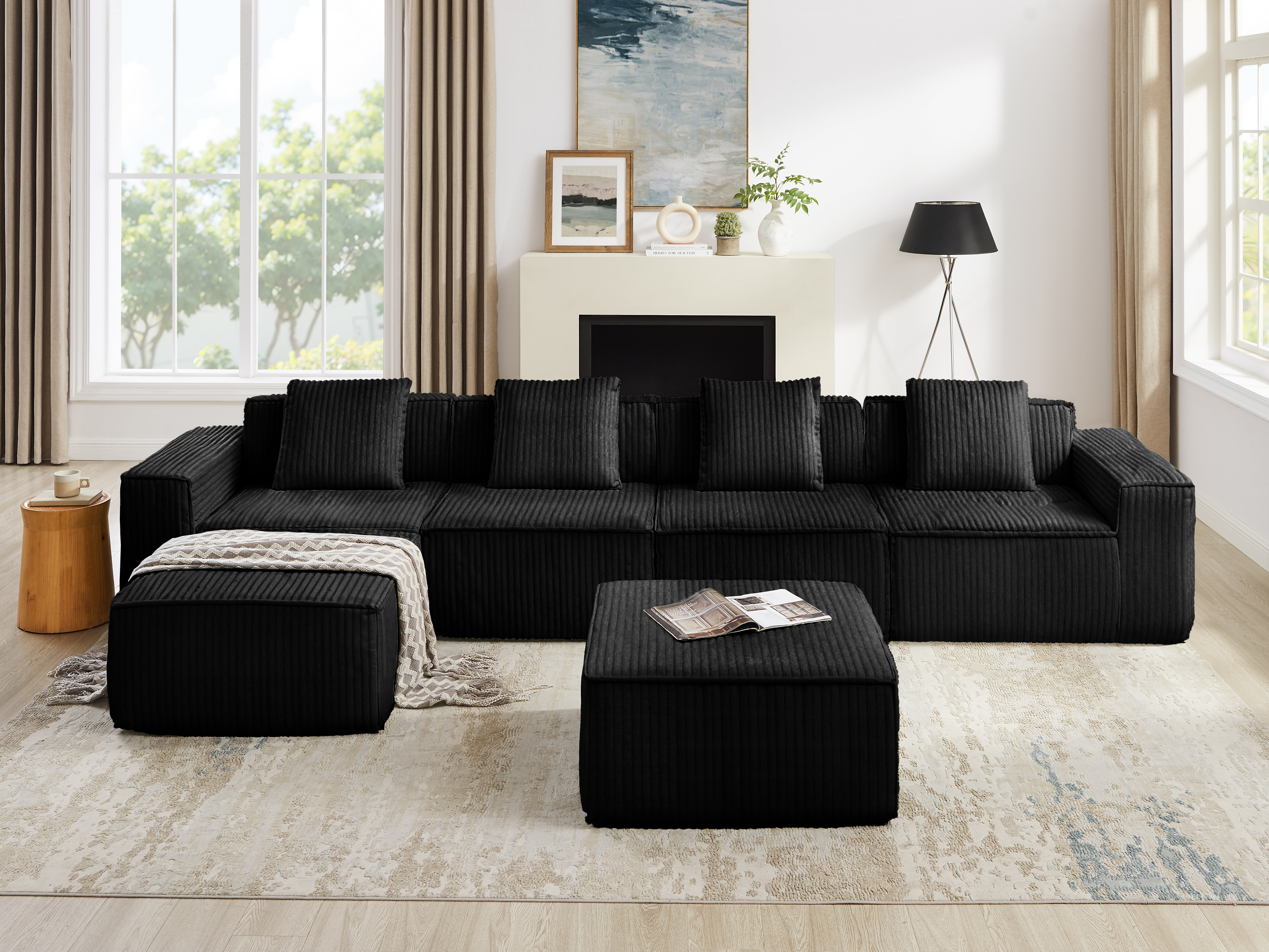 Ebern Designs 4 Seat Oversized Cloud Couch U-Shaped Sofa, 149'' Modular ...