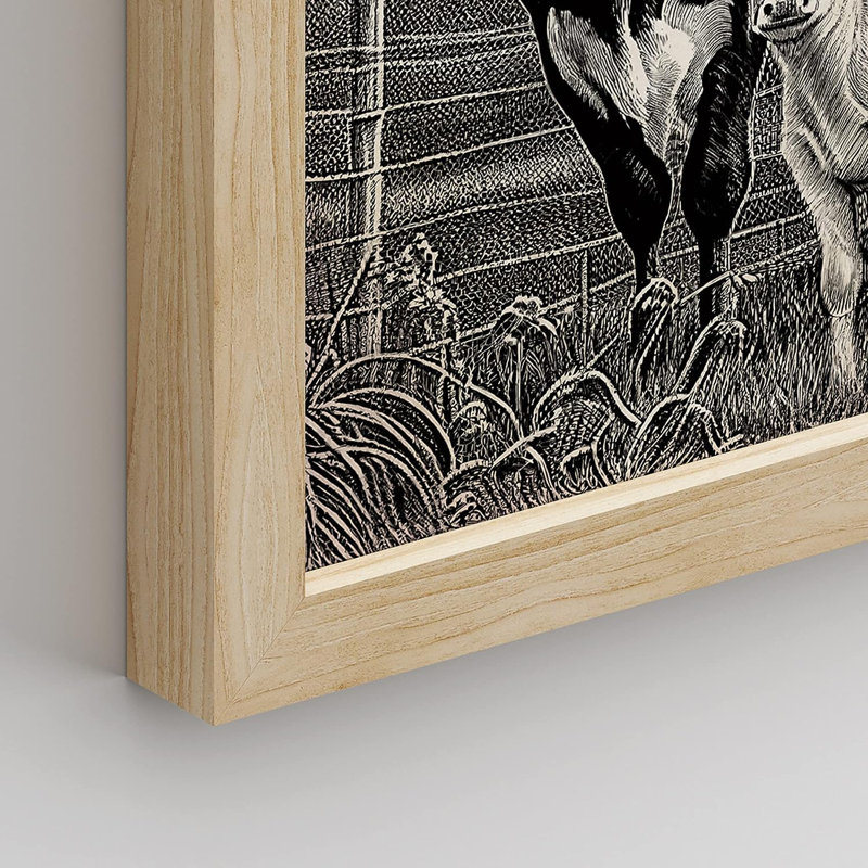 Rustic Farmhouse Animal, vache, chat, mouton, cheval, paysage, 4 pièces, H 10 po x l 8 po x P 1 po, Encadré naturel