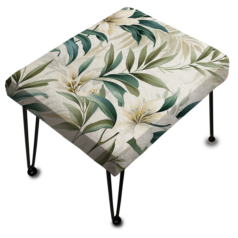 Serene Botanic Tropical Pattern IV - Tropical Rectangle Ottoman