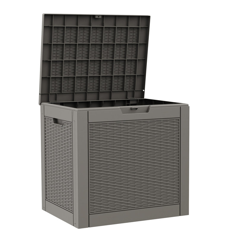 30-gal Water Resistant Resin Lockable Deck Box, Brown-Gray