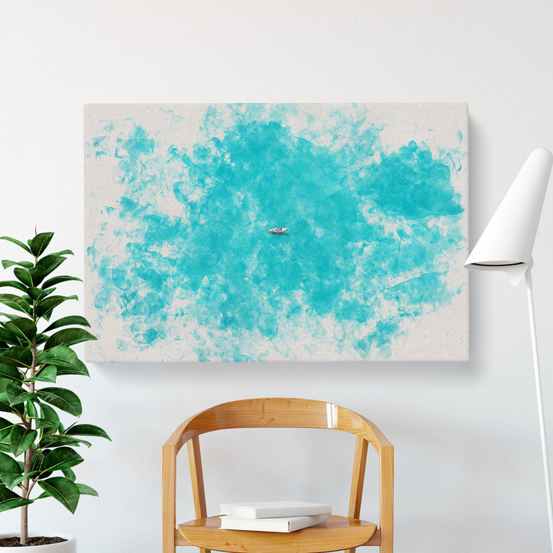 Coasting Boat Watercolour - Wrapped Canvas Print, 60cm H x 91cm W x 3cm D