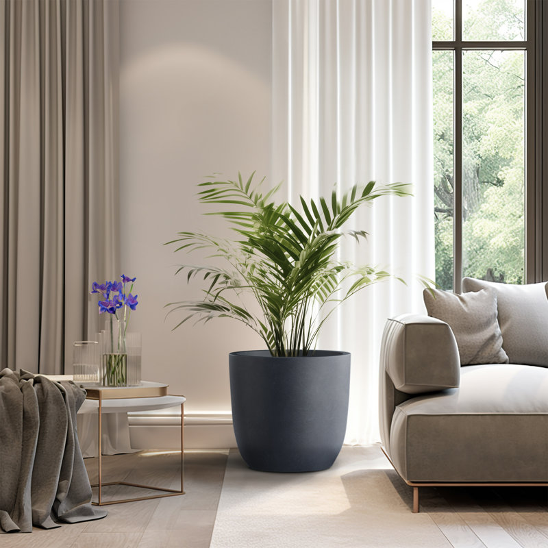 Pot à fleurs en béton Karola, Gris granit, H 15,5 po x l 17 po x P 17 po