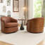 Faux Leather Swivel Barrel Chair-533347391