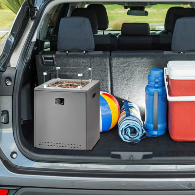  Table de foyer d'extérieur portative au propane de 20 po pour l'extérieur, foyer en acier certifié par la CSA avec rangement de réservoir caché, commande de bouton, housse de protection pour le patio, la terrasse, la cour arrière, le camping