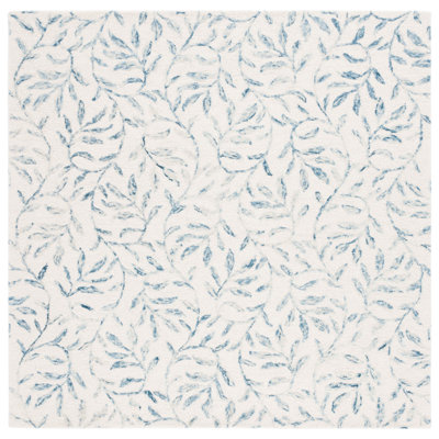 Jardin Hand Tufted Wool/Cotton with Latex Floral Rug in Ivory/Blue