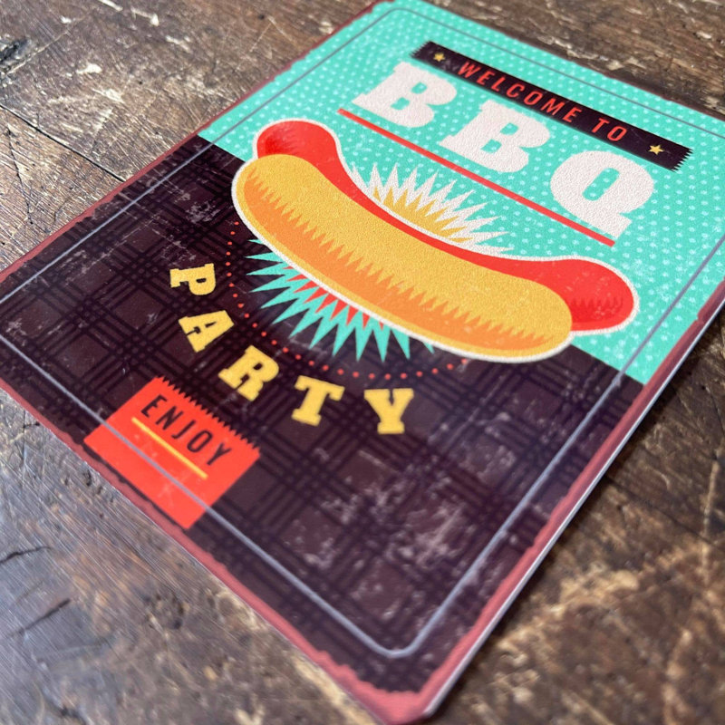 Barbecue BBQ Party - No Frame Print on Metal, 40cm H x 28cm W