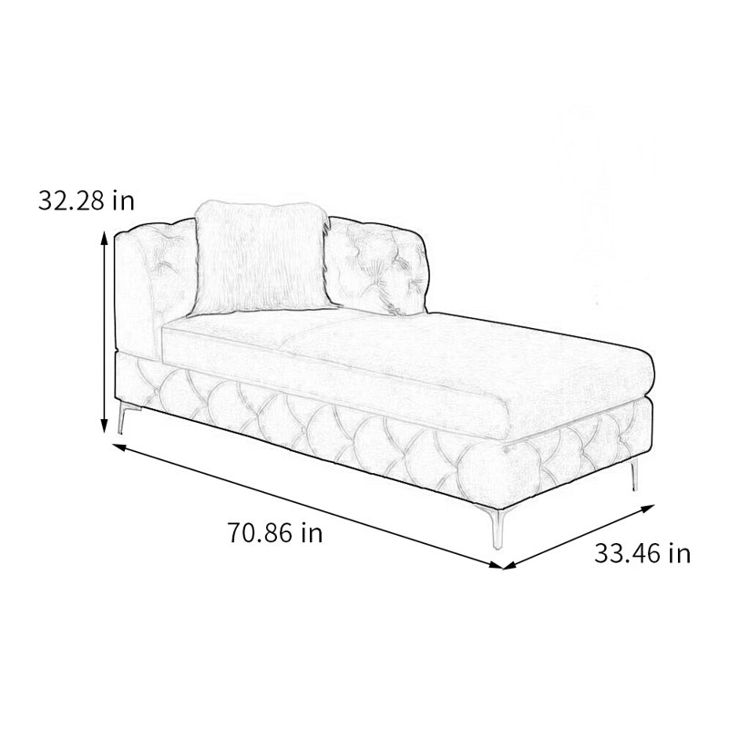 Fauteuil en velours clair de luxe à conception américaine, Mélange de polyester rose, Chaise longue à accoudoir gauche