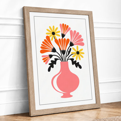 Blooms in Pink Mid-Century - Framed Print