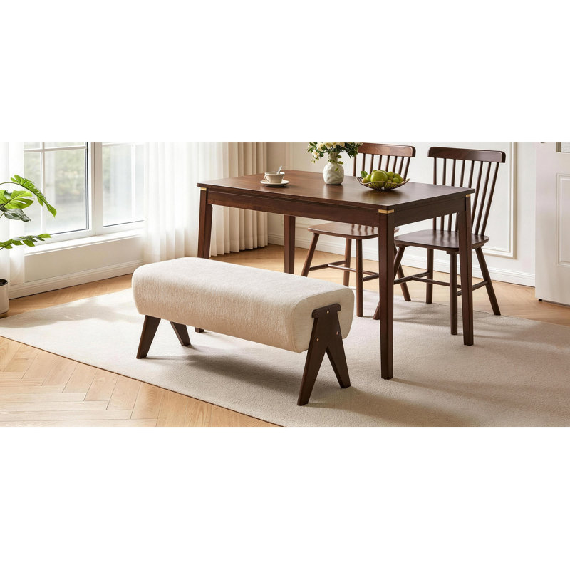 Banc d'entrée rembourré en chenille style Mid-Century