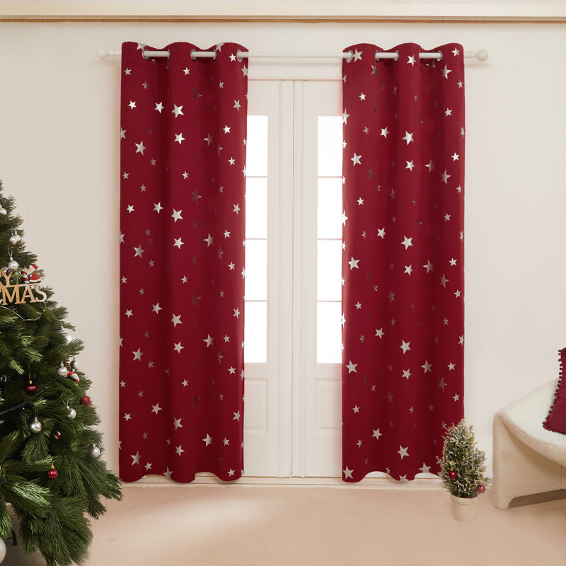 Manzanita Eyelet Room Darkening Thermal Curtains, 117cm W x 183cm D, Dark Red