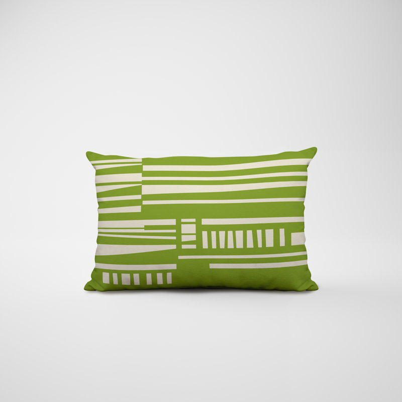 Polyester Lumbar Rectangular Indoor/Outdoor Pillow Cover & Insert, Chartreuse