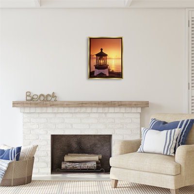 «Stupell Industries», art phare sur toile au phare au coucher du soleil par Dennis Frates