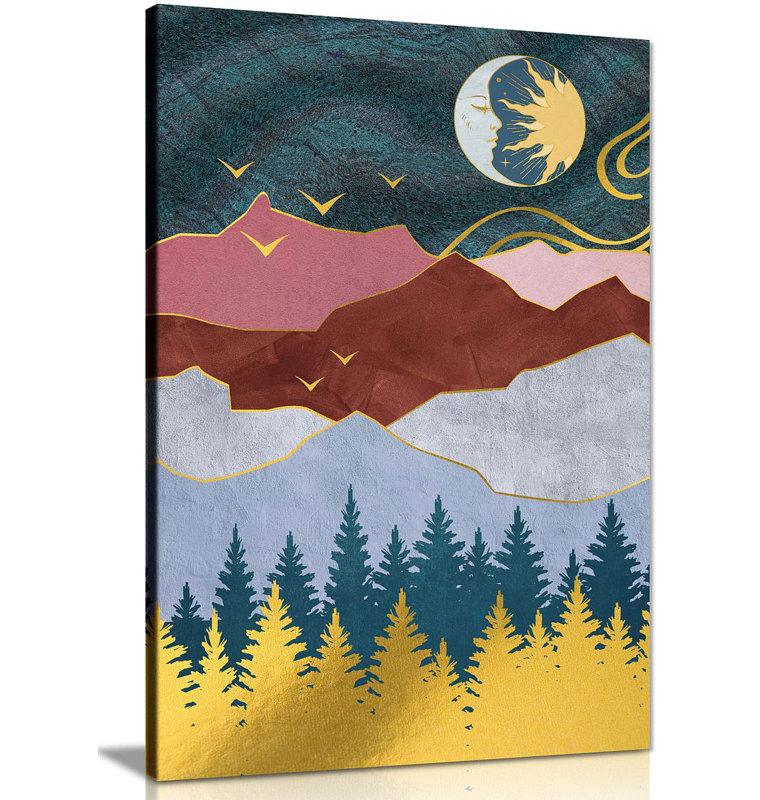 Mountain Forest - Wrapped Canvas Painting, 91cm H x 61cm W
