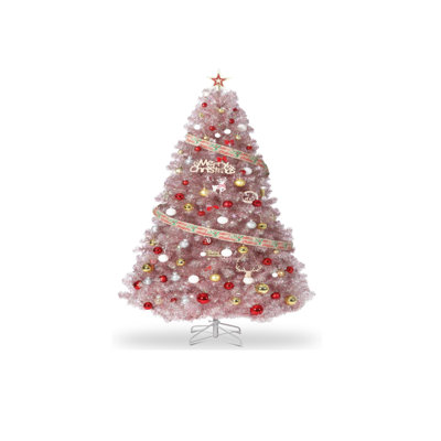 4.5FT/6FT/7.5FT  Pencil Christmas Tree, Slim Artificial Pre-Lit Skinny Xmas Tree with Realistic Branch Tips & Sturdy Metal Stand for Home, Office, Party