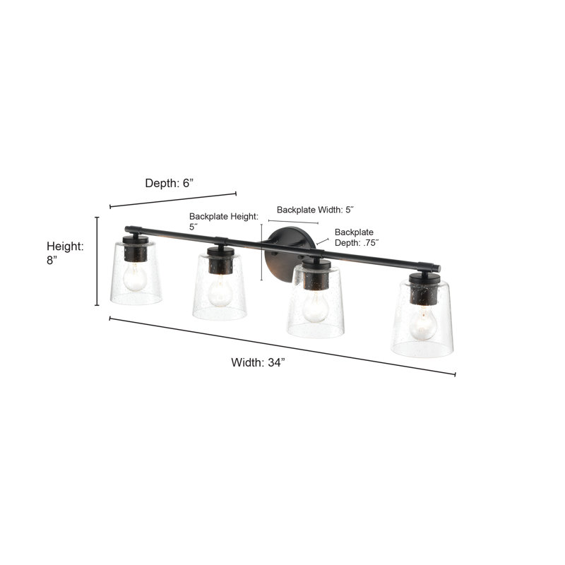 Éclairage de salle de bain à intensité variable 4 lumières Parada, Noir mat