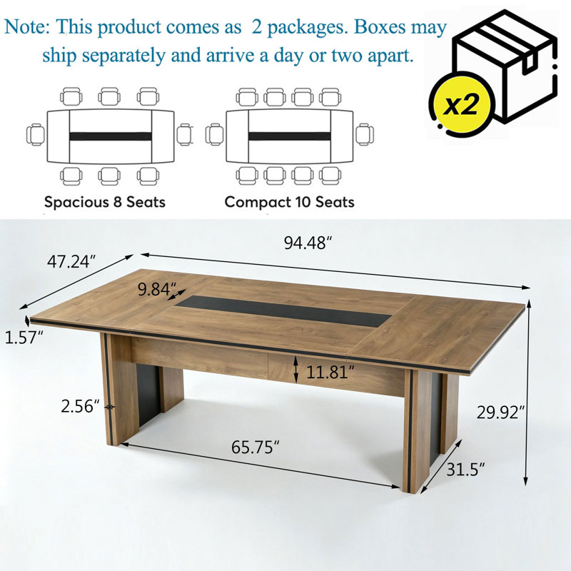Table de conférence de 2,4 m pour 8 à 10 personnes