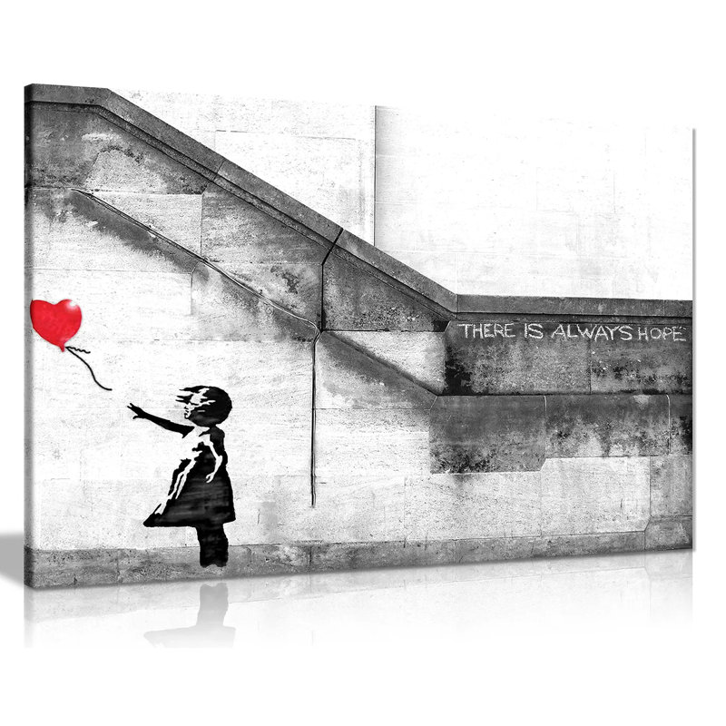 Balloon Girl Graffiti by Banksy - Wrapped Canvas Print, 20cm H x 31cm W
