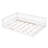 77" Full Size Floor Bed With Slats, Montessori Floor Bed With Fence And Door, Kids Montessori Bed Full Size, Wood Montessori Floor Bed For Kids, Girls, Boys(Full White)-1951054672