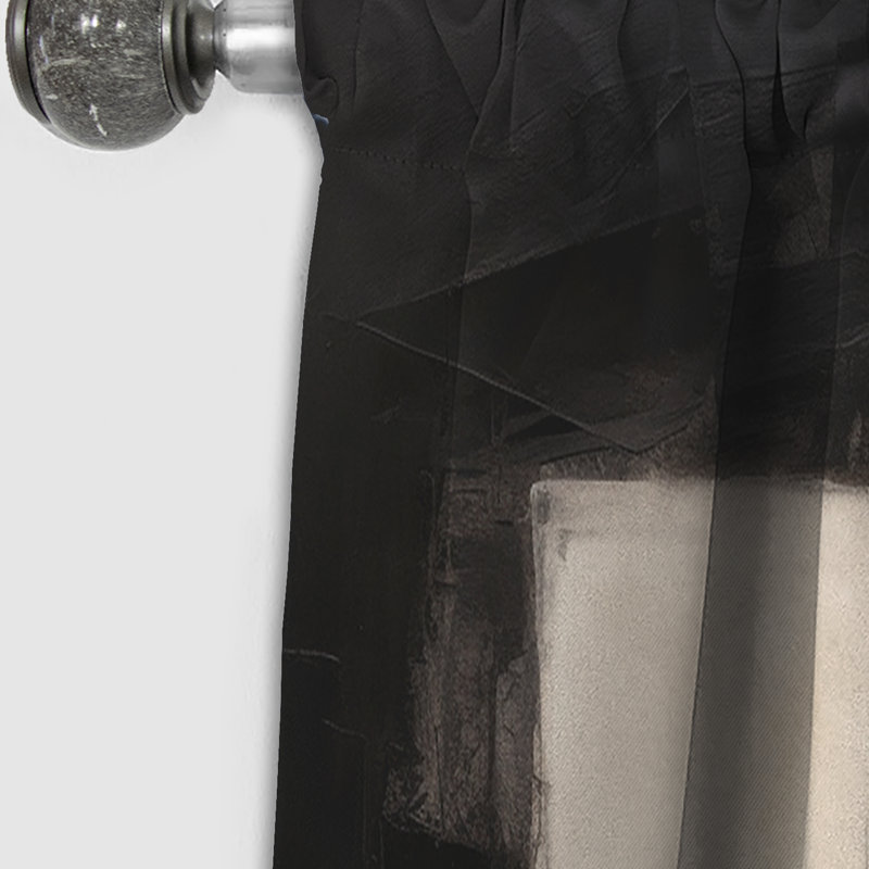Black Mid Century Fusion IV - Midcentury Curtain - Blackout Abstract Curtain - 1 Panels, 52" W x 108" L