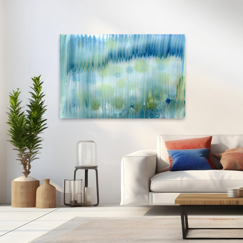 Art contemporain, art côtier abstrait serein, H 32 po x l 48 po