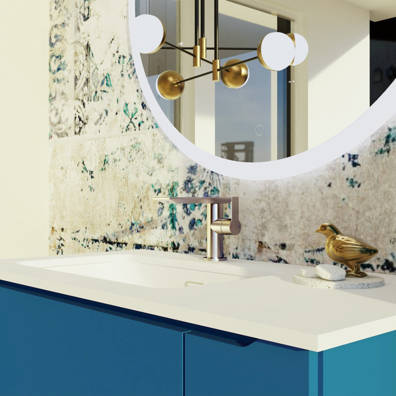 Meuble-lavabo simple 2 tiroirs DAX Cenit, Bleu, L 40 po