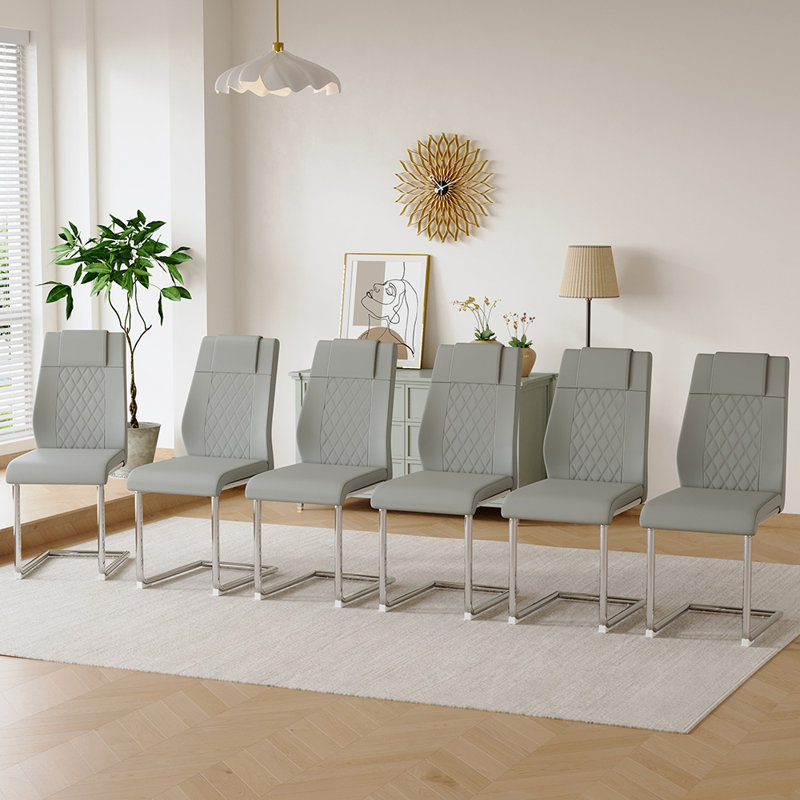 Chaises de salle à manger modernes, Argent, Gris clair, 6