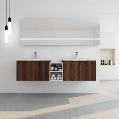 Meuble-lavabo à fermeture en douceur avec lavabo, petites tablettes de rangement, armoire combinée de 30 po et 12 po
