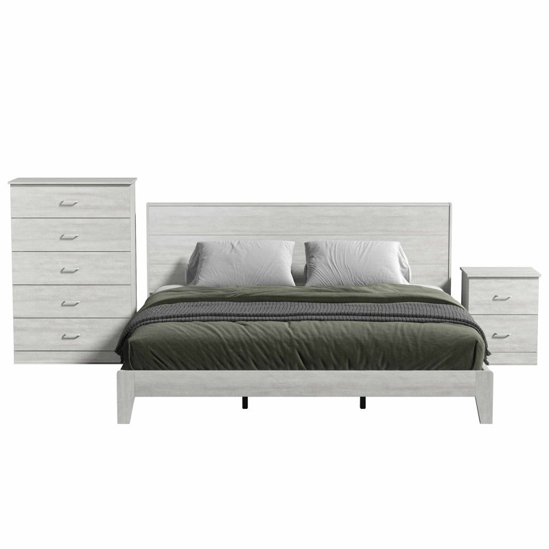 Allyannah 3 Pieces Bedroom Set, King, Dusty Gray Oak
