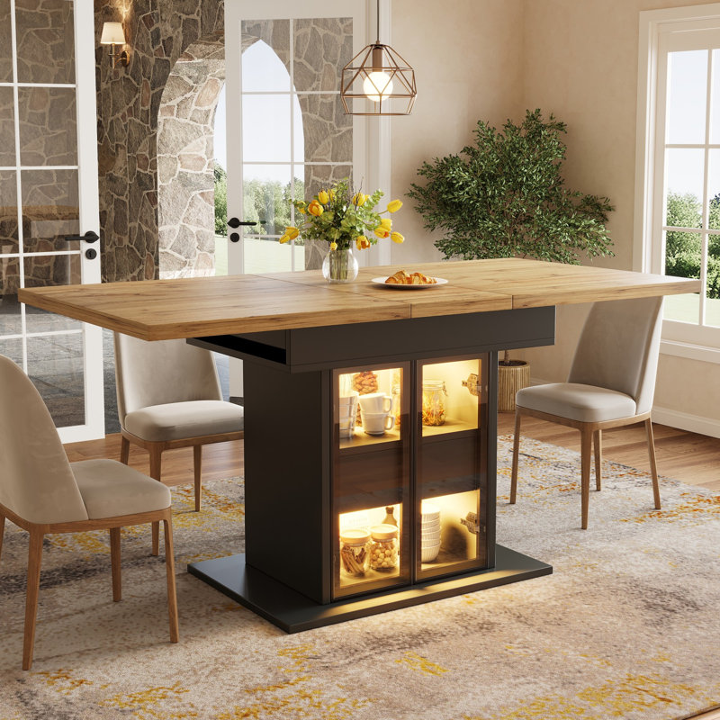Metal Base Dining Table, Black
