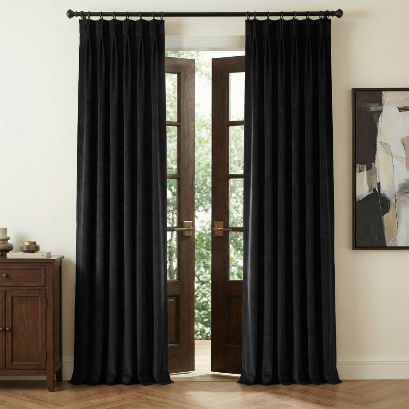 Velvet Pinch Pleated Back Tab Blackout Curtains Thick UV Protect Thermal Insulation Elegant Drapes for Season Dining Room/Bedroom/Living Room/Dorm, 2 Panels