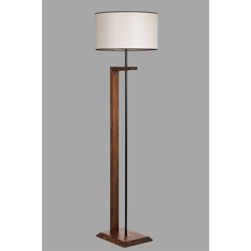 Luro Elegant Floor Lamp with FIR Tree Body, Walnut & Cream Finish, 64.2 in Height | 17.3 in Cap Diameter, 14.2 x 10.2 in Base | E27 Socket (Max 60W) | On/Off Switch on Cable | Stylish Lighting for Modern Decor
