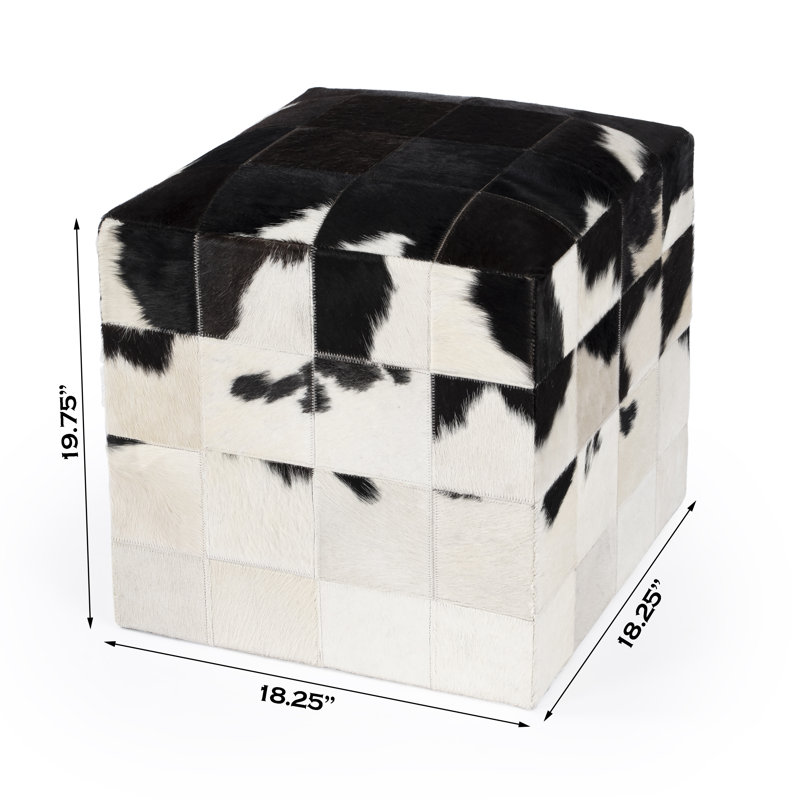 Victorian Hair on Hide Cube Ottoman