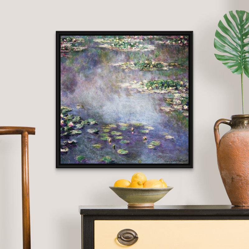 "Nymphéas" par Claude Monet, reproduction d’art sur toile, H 26 po x l 26 po x P 1,75 po, Cadre noir
