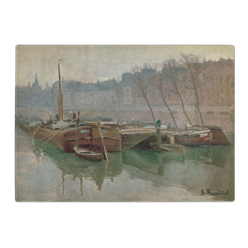 Boats on the Seine by Santiago Rusinol Chopping Board, 0.4cm H x 28.5cm W x 39cm L