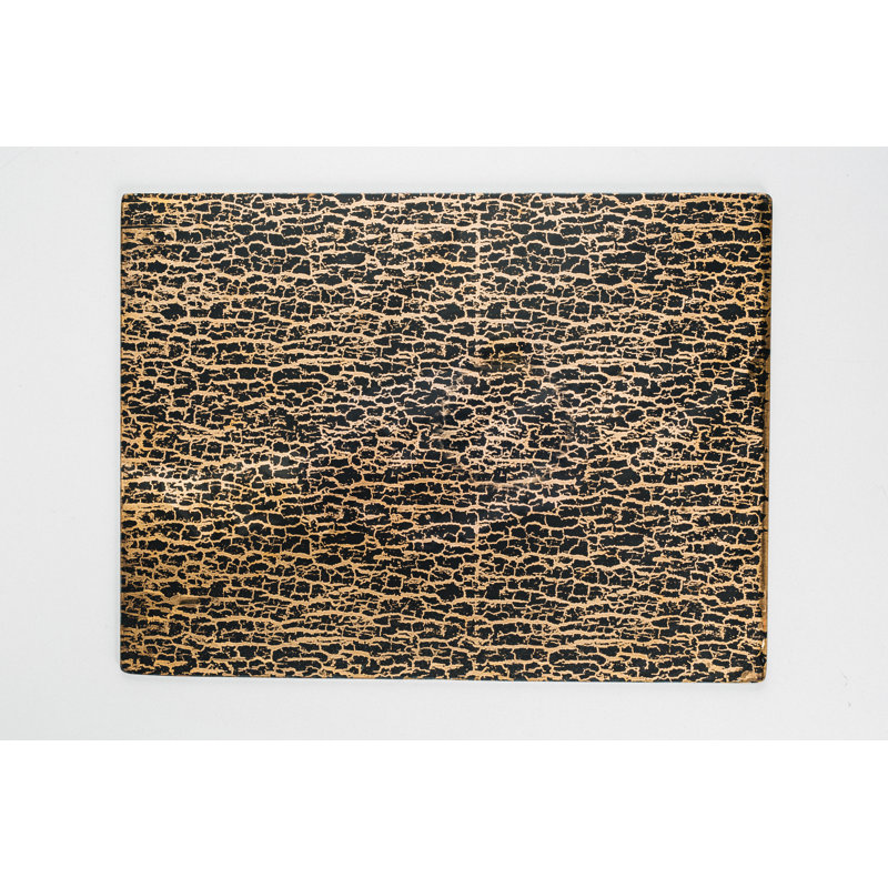 Gold And Black Etch Forest Glass Rectangular Placemat