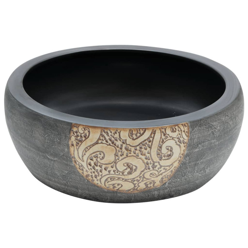 Latitude Vive Camea 41mm L x 41mm W Black/Brown Ceramic Circular Sink